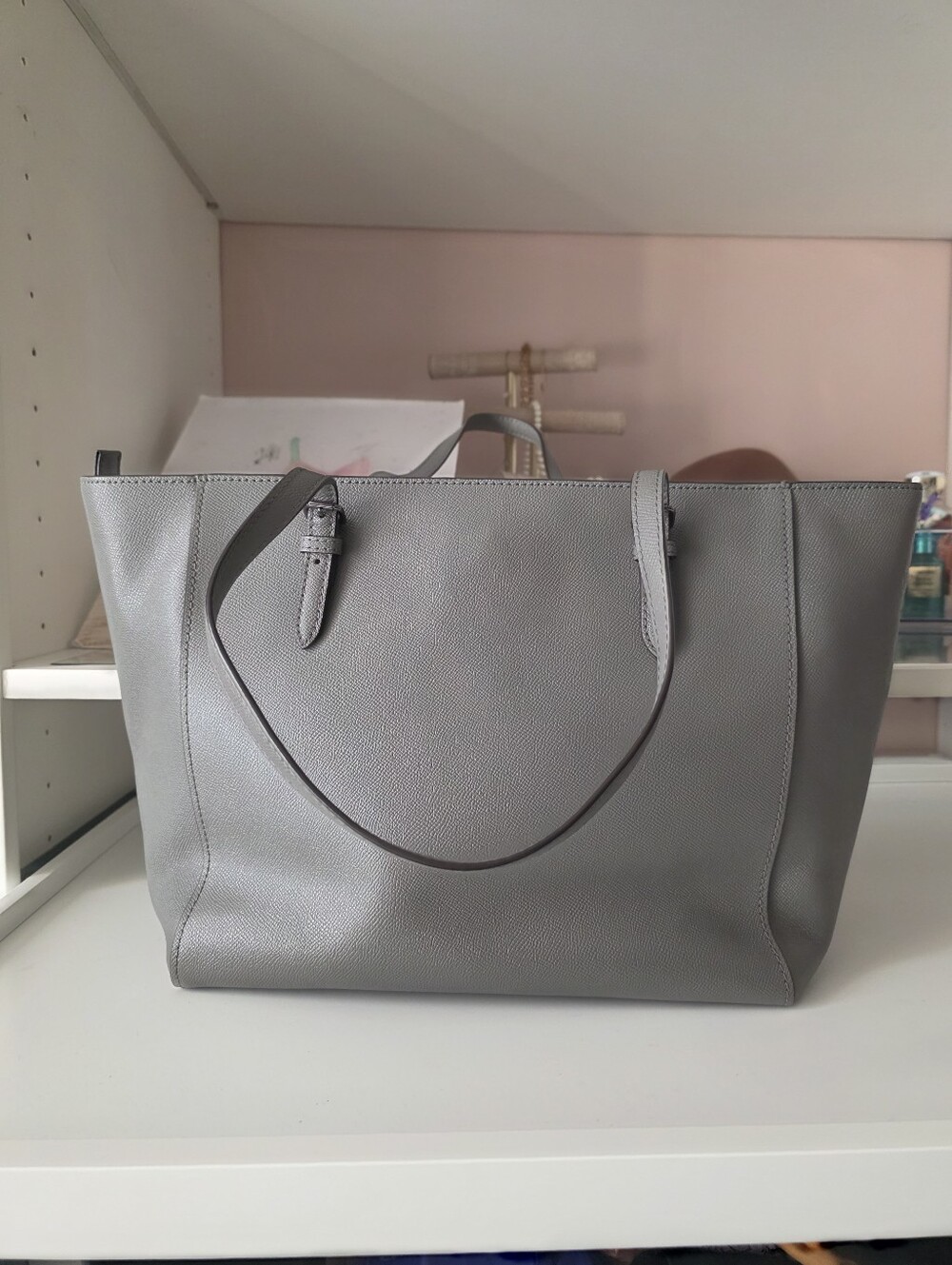 Coach Metallic Silver Pebbled Leather Tote - Picture 6 of 8